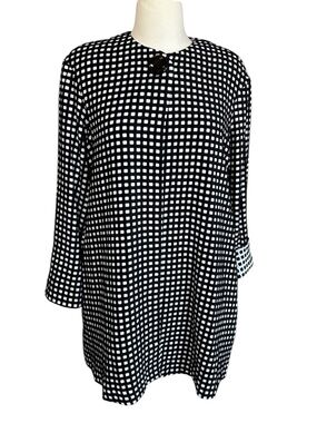 NWT Joseph Ribkoff gingham black white coat jacket relaxed oversized size 2